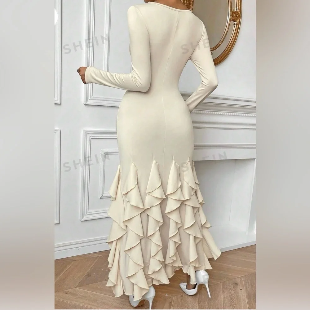 Ruffle Hem Long Sleeve Long
Bodycon Dress - Picture 2 of 3